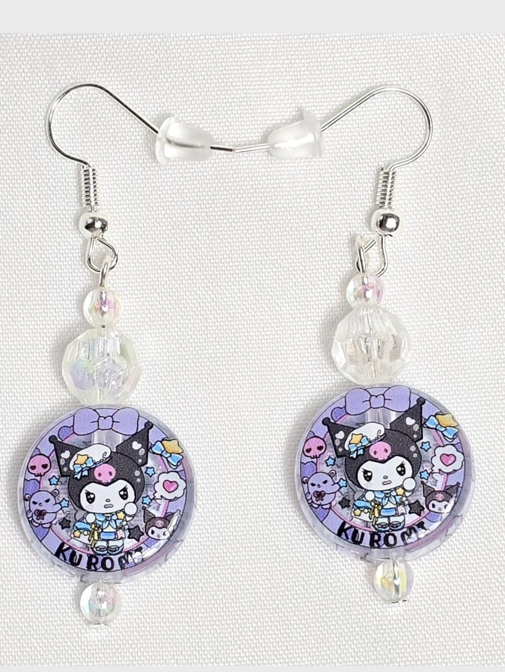 Purple Kuromi-Inspired Resin Drop Earrings - Picture 2 of 3